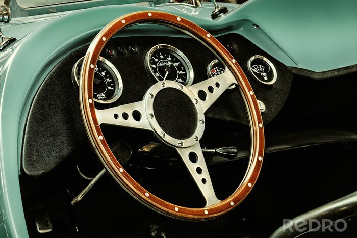 Fotobehang Interior of a classic kit car convertible