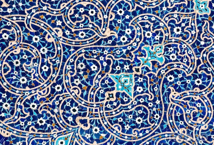 Fotobehang Iraans motief in blauwe tinten