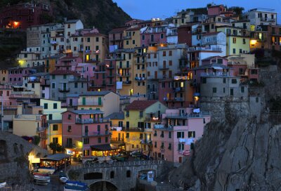 Fotobehang Italiaans dorp bij nacht