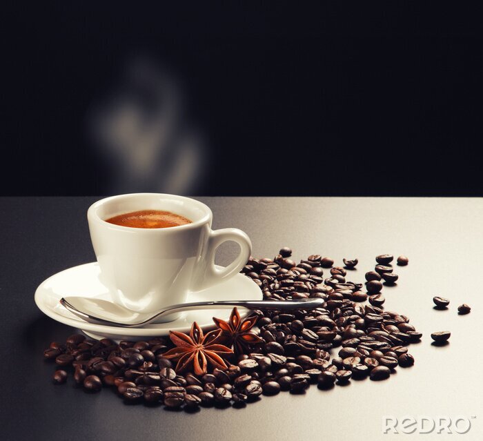 Fotobehang Italiaanse koffiebonen en anijs