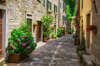 Italiaanse straat in een kleine provinciestad Toscaanse