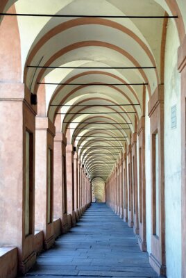 Fotobehang Italië, Bologna antieke San Luca portiek