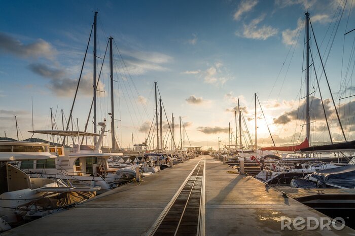 Fotobehang Jachthaven zonsopgang