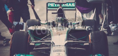 Fotobehang JEREZ, SPAIN - JANUARY 31: Nico Rosberg testing his new Mercedes W05 F1 car on the first Test at the Jerez Circuit in Jerez, Andalucia, Spain on Jan. 31, 2014.