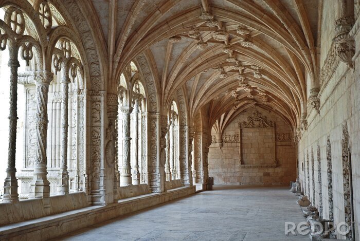 Fotobehang Jerónimos-klooster van Belem, Lissabon, Portugal.