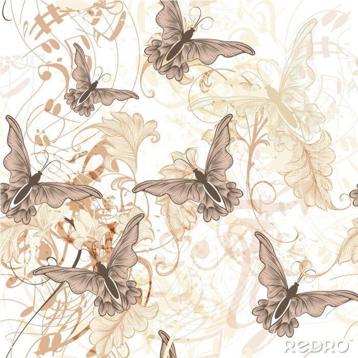 Fotobehang Jeugd shabby chic vlinders
