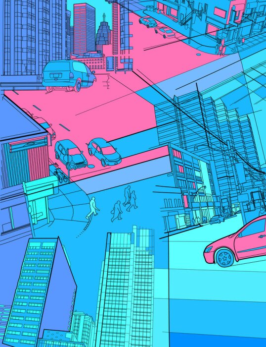 Fotobehang Jeugdstad neon