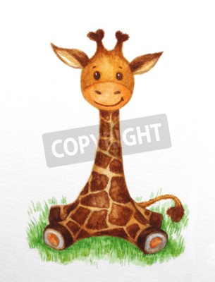Fotobehang Jonge giraf op het gras