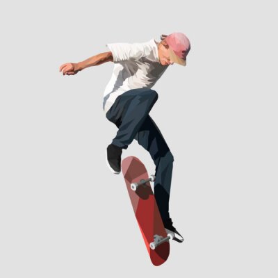 jonge skater doet een sprong op een skateboard, vector illustratie