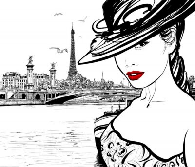 Jonge vrouw in de buurt van de rivier de Seine in Parijs