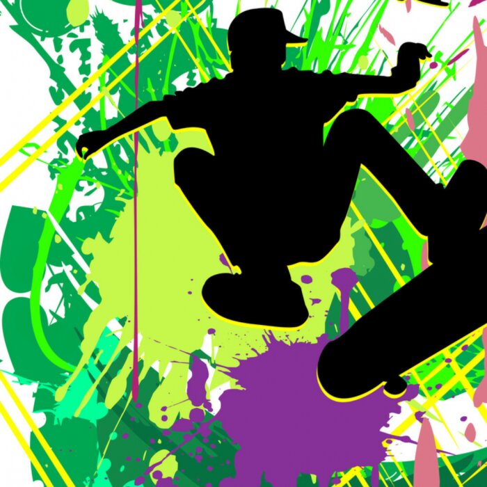 Fotobehang Jongen op skateboard