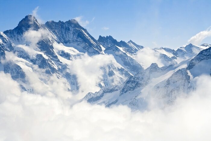 Fotobehang Jungfraujoch berglandschap van de Alpen