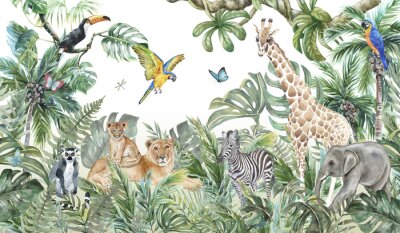 Fotobehang Jungle met dieren