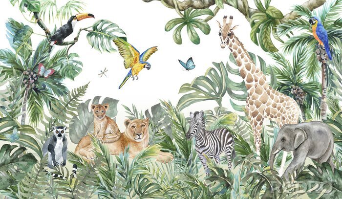 Fotobehang Jungle met dieren