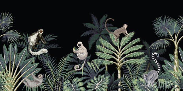 Fotobehang Jungle proboscis aap en andere soorten