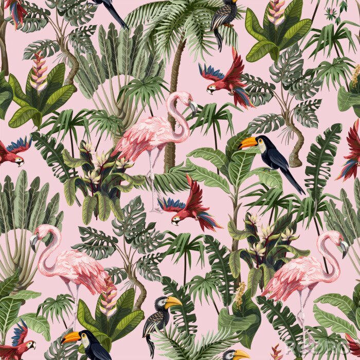 Fotobehang Jungle voor kinderen met exotische dieren