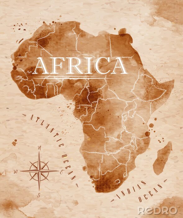 Fotobehang Kaart Afrika retro