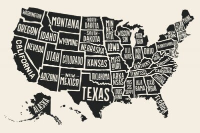 Fotobehang Kaart van de Verenigde Staten van Amerika