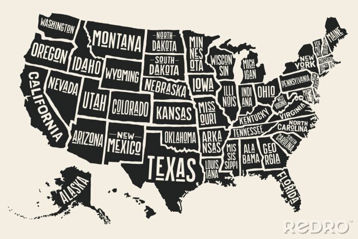 Fotobehang Kaart van de Verenigde Staten van Amerika