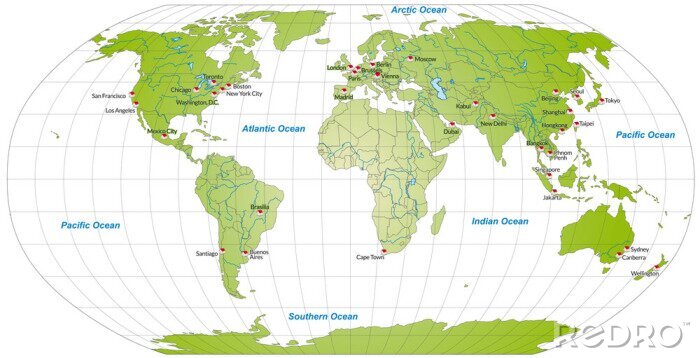 Fotobehang Kaart van de wereld