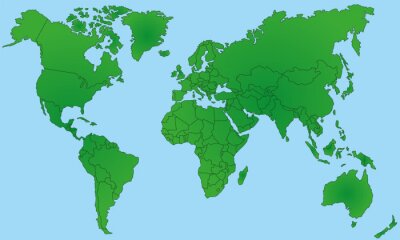 Kaart van de wereld in Green