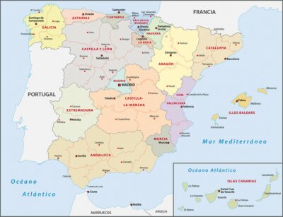 Fotobehang Kaart van Spanje