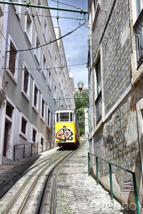 Fotobehang Kabelbaan in Lissabon