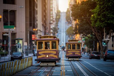 Fotobehang Kabeltransport in de straten van San Francisco