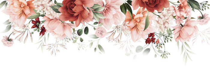 Fotobehang Kader met bloemen bovenaan