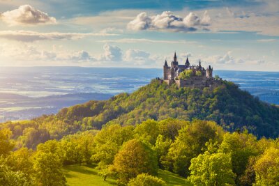 Fotobehang Kasteel Hohenzollern op de heuvel