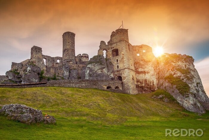 Fotobehang Kasteel Ogrodzieniec in Polen
