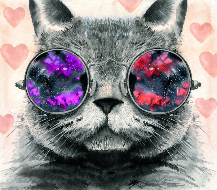 Fotobehang Kat in ruimteglazen