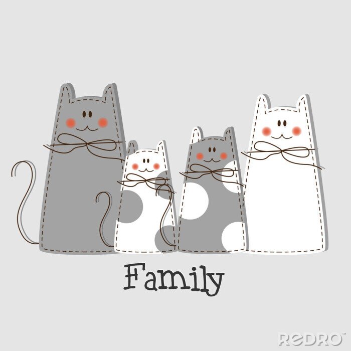 Fotobehang katten familie