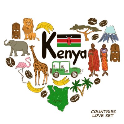 Keniaanse symbolen in hartvorm begrip