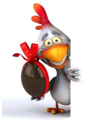 Fotobehang Kip met een chocolade ei