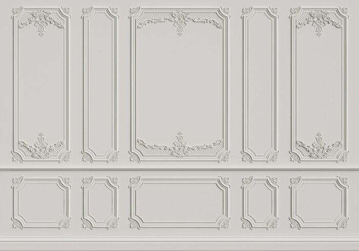 Fotobehang Klassieke binnenmuur met lijstwerk