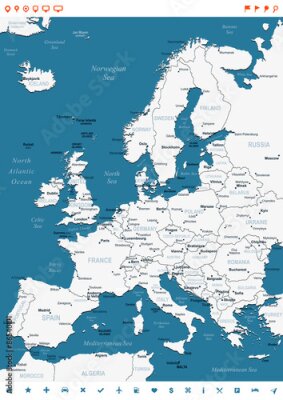 Fotobehang Klassieke politieke kaart van Europa