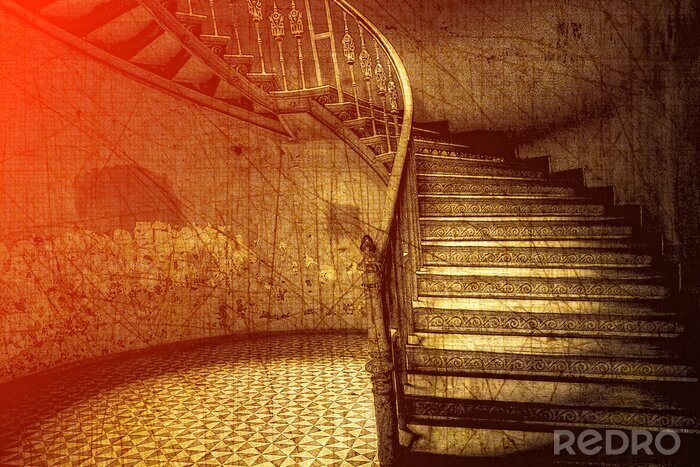 Fotobehang Klasyczne schody w Stylu retro
