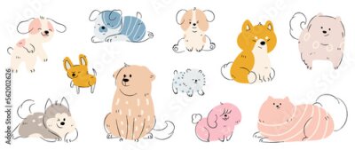 Fotobehang Kleine kleurrijke puppy's