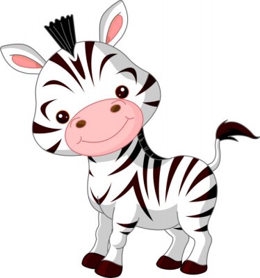 Kleine lachende zebra in cartoonstijl