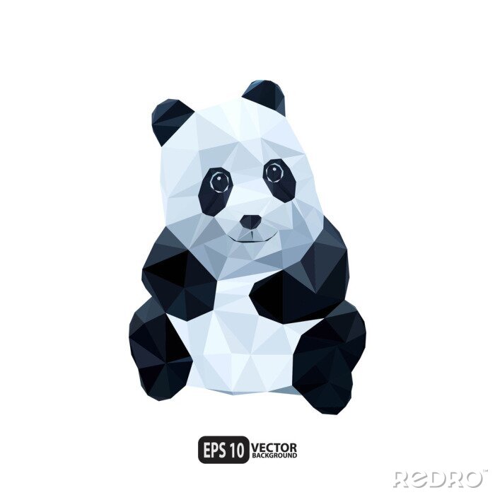 Fotobehang Kleine panda in geometrie