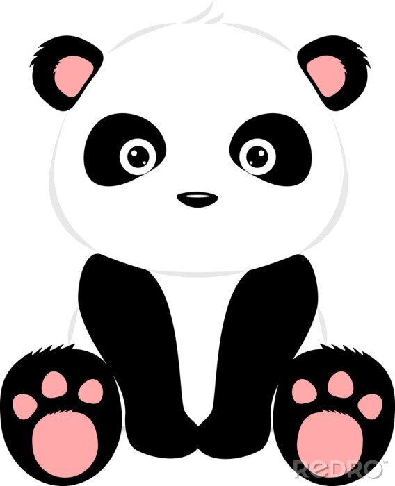Fotobehang Kleine panda met roze pootjes