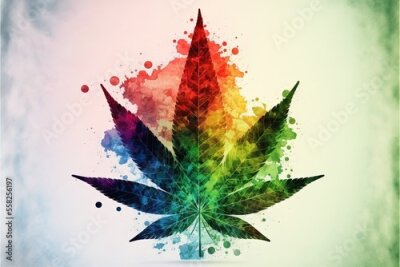 Fotobehang Kleurrijk hennepblad