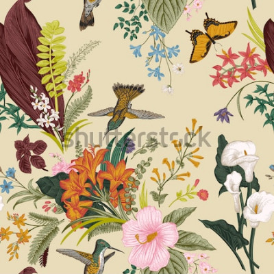 Fotobehang Kleurrijk motief met natuur