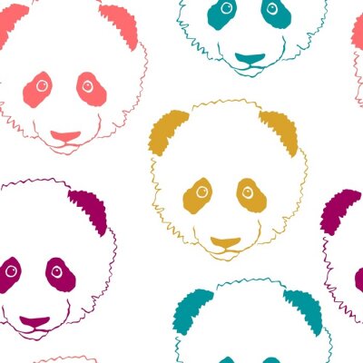Fotobehang Kleurrijk patroon met panda's