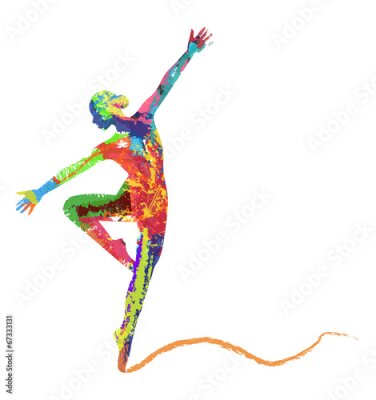 Kleurrijk silhouet van een ballerina