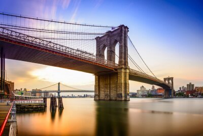 Fotobehang Kleurrijk uitzicht op de Brooklyn Bridge