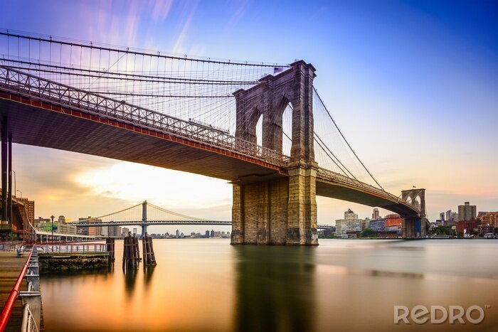 Fotobehang Kleurrijk uitzicht op de Brooklyn Bridge