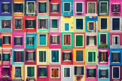 Kleurrijk Venetië en een collage van ramen