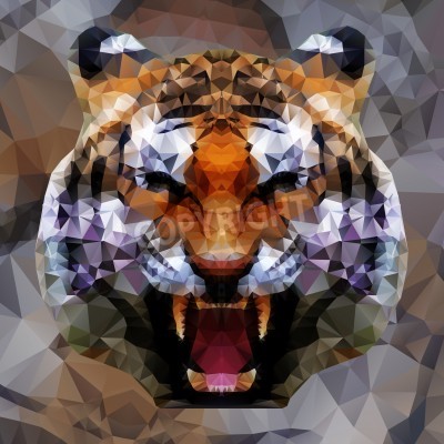 Fotobehang Kleurrijke 3D tijger